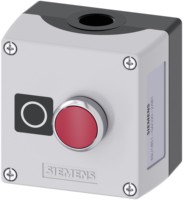Boîtier de commande pour interrupteur à bouton-poussoir 3SU1851-0AC00-2AB1, configuration SPST, bouton-poussoir rouge, boîtier métallique, ouverture de 22 mm, avec (O)