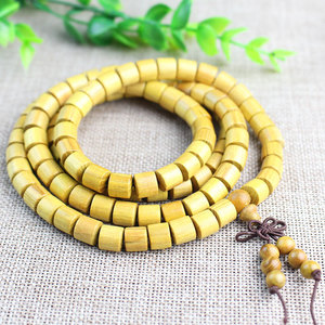 Old Mulberry Wood Barrel Bead <b>Bracelet</b> 108 Beads Rectangle Shape Sandalwood Jewelry for Men Women <b>Couples</b> - Product Image 1