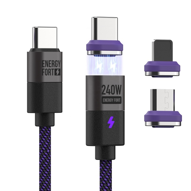 240W USB Type-C to Type-C Magnetic Charging Cable PD3.1 Fast Charging Nylon Braided Aluminum Alloy for Laptop IOS