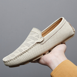 รองเท้าลำลองหนังวัวสไตล์อังกฤษสำหรับฤดูร้อน แบบสวม พื้นเรียบ ระบายอากาศได้ดี รองเท้าลำลองผู้ชาย ผู้ผลิตรองเท้าผู้ชายตามสั่ง - Product Image 3