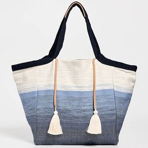 Custom Logo Embroidery Ombre Stripe Cotton Canvas Tote <b>Bag</b> Durable Portable Travel <b>Beach</b> Shoulder <b>Bag</b> <b>Women</b> Autumn Spring Summer - Product Image 1