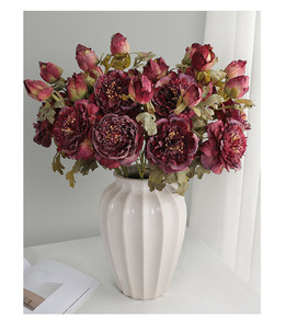 <span class=keywords><strong>Precio</strong></span> de Fábrica, Flor de Peonía Artificial de 3 Cabezas, Estilo Pintura al Óleo, Flor de Silken Persa para Decoración de Bodas y Hogar - Product Image 3