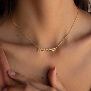 Customizable Women's Stainless Steel <strong>Name</strong> Necklace Gold Plating Personalized Handwriting Romantic Snake <strong>Chain</strong> for Anniversary - Product Image 6