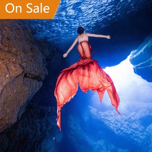 Traje de baño de cola de sirena grande para adultos con aleta, disfraces de sirena de playa con colas de sirena Monofin con aleta para mujer - Product Image 5