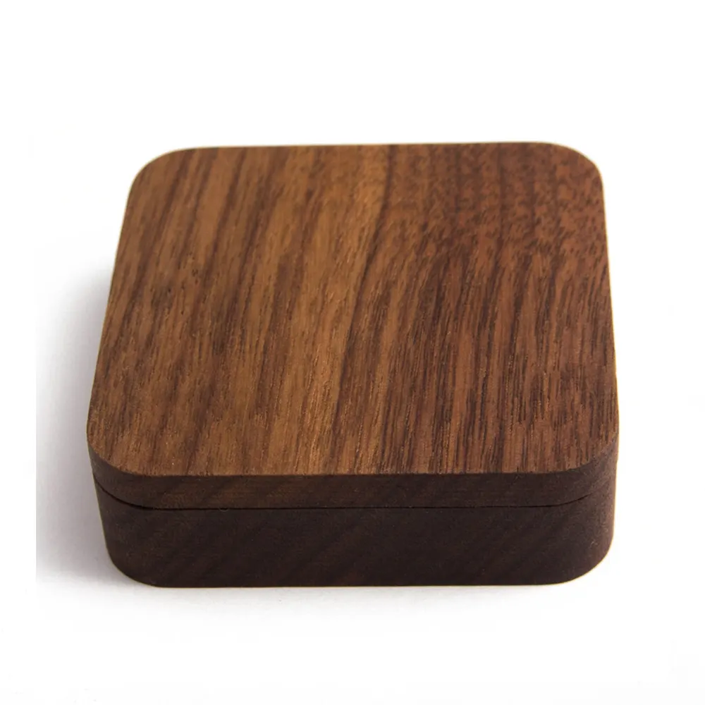 Темный орех, деревянная коробка для колец, деревянная коробка для хранения, Свадебная коробка для колец с магнитной застежкой
