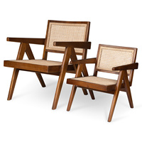 Fauteuil de salon moderne nordique, structure en bois massif durable, design en rotin