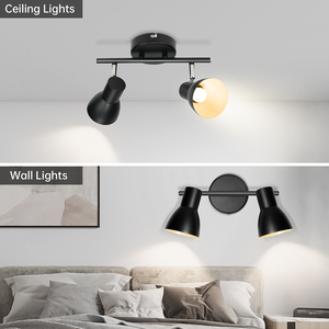 Nuevo Diseño <span class=keywords><strong>de</strong></span> <span class=keywords><strong>Foco</strong></span> <span class=keywords><strong>de</strong></span> Techo E14 <span class=keywords><strong>de</strong></span> 2 Vías y 60W, Moderno, Minimalista, Ajustable, LED/Halógeno, Negro, para Interiores <span class=keywords><strong>de</strong></span> Oficina - Product Image 4