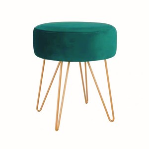 Bedroom Tabouret Moderne <strong>Small</strong> Round Chair Velvet <strong>Footstools</strong> and Ottomans Green Velvet <strong>Footstool</strong> with Gold Legs - Product Image 1