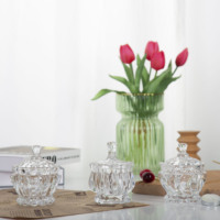 Pot à bonbons en verre transparent de luxe, vide, style nordique, pour desserts de festival, personnalisable, avec couvercle détachable, pour Noël et les fêtes, vente en gros