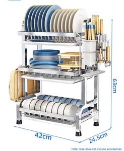Escurridor de Platos de Acero Inoxidable de 3 Niveles con Bandeja Desmontable para Cocina - Product Image 6