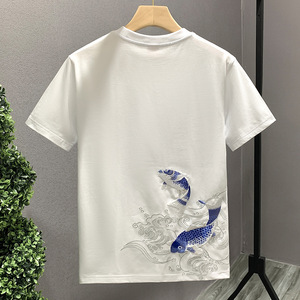 Maglietta Estiva da Uomo con Scollo a O, Ricamo Animale, Stile Cinese, Manica Corta, Viscosa ad Asciugatura Rapida 180-200g/m, Casual Trendy 2026 - Product Image 4