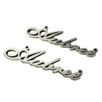 Étiquettes en métal de marque de nom personnalisé étiquette de lettre de couture de couleur argent 3D pour vêtements étiquettes de vêtement personnalisées