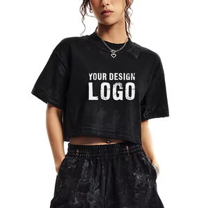 Summer Casual 305G Solid Color Yoga Sport Crop Women's <b>Top</b> Fashion Casual Street Mud Dyed Short Loose Sport Lady T Shirts - Product Image 5