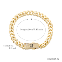Bracelet et Collier Chaîne Maille Cubaine Personnalisables en Laiton Plaqué Or 14K, Design Hip Hop Iced Out avec Fermoir Émaillé Diamanté