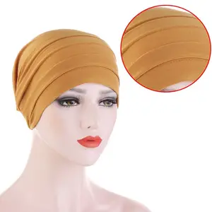 Las mujeres de Cruz de dormir de seda quimio sombrero turbante sombrero cáncer quimioterapia Beanie Cap Hijab sombrero cabeza pelo sombrero musulmán