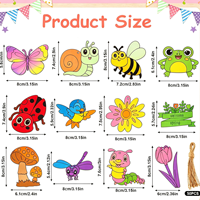 Kit de peinture DIY en bois sur le thème des insectes et des fleurs de printemps, ornements en bois inachevé (papillon, abeille, escargot) pour loisirs créatifs pour enfants et décorations de fête