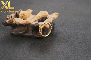 Bague en acier inoxydable plaqué or en forme de torsade de pâte frite, vente en gros - Product Image 6