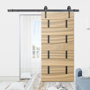 Porte en bois droite moderne Hange <span class=keywords><strong>Rail</strong></span> <span class=keywords><strong>Rail</strong></span> espace séparé rouleau intérieur porte de grange coulissante en bois - Product Image 1