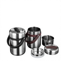 Conteneur alimentaire portable isotherme en acier inoxydable 304 avec couvercle, grande capacité 1,6L/2,0L, facile à nettoyer, boîte à lunch pour étudiants, vente en gros
