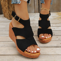 Sandales compensées d'été 2026 style européen et américain, à plateforme, bout ouvert, talon très haut, chaussures de mode pour femmes de petite taille
