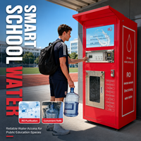 Distributeur automatique d'eau pure 24h/24, acceptant les pièces, les billets et les cartes IC