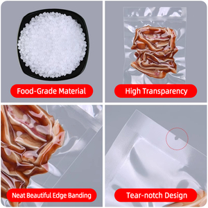 Sacs sous vide en plastique PE transparent imprimés sur mesure, scellés sur 3 côtés, de qualité alimentaire, en nylon plat, pour la congélation de <span class=keywords><strong>fromage</strong></span>, de galettes, de bacon et de sandwichs - Product Image 3