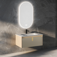 Meuble de salle de bain moderne avec matériau imperméable durable et finition résistante à l'humidité, doté d'un miroir rétroéclairé par LED