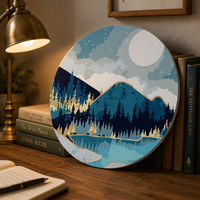 Kit de peinture à l'huile sur bois imprimé paysage moderne par numéros, toile ronde de 20 cm