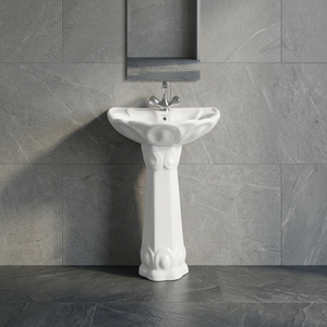 White Square Ceramic Art Pedestal Wash Basin Single Hole Fashionable Bathroom Sink Sanitary Ware Collection - Product Image 6