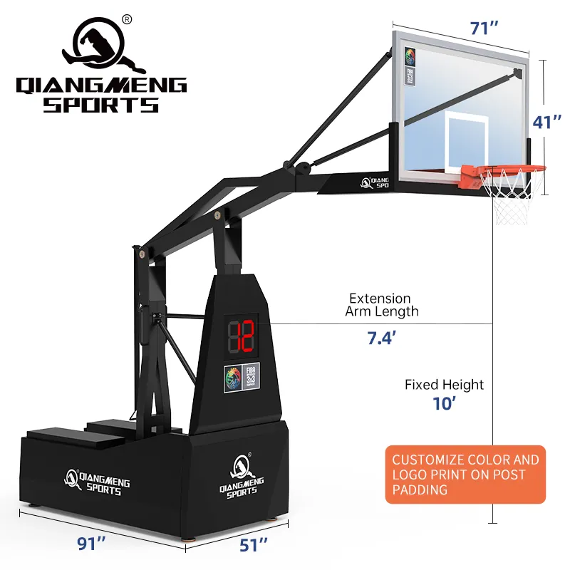 Outdoor Professional Basketball Equipment FIBA Portable Spring Fold 225cm Overhang 3V3 Basketball Hoop Stand