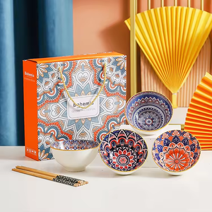 Set di ciotole in ceramica con prodotti caldi set di stoviglie bohémien stampate, regali e arredi per la casa - Product Image 3