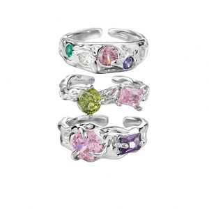 Fine Jewelry Colorful Mini Zircon <b>Rings</b> for Women <b>Silver</b> Color <b>Adjustable</b> Finger <b>Ring</b> Sweet Girls Fashion Jewelry - Product Image 1