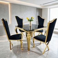 Meubles de salle à manger de haute qualité pour appartement, table à manger minimaliste de luxe avec plateau en verre trempé, 4 places