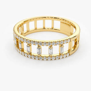 Anello di Diamanti F441 in Oro Massiccio 18K, Taglio Baguette, Colore G Naturale, Anello di Fidanzamento Classico da Donna - Product Image 3