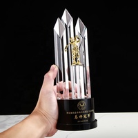 Balle de Golf en métal personnalisée haut de gamme Base noire trophée personnalisé honneur trophée en cristal Transparent cadeau Souvenir