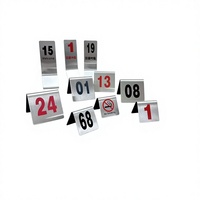 Panneau numérique en acier inoxydable poli en forme de tente pour numéros de table de restaurant/hôtel, affichage de numéros d'appel/file d'attente par sérigraphie