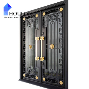 Portes <span class=keywords><strong>d</strong></span>'<span class=keywords><strong>entrée</strong></span> modernes en fer forgé noir, simples ou doubles, avec arche, pour maison, résistantes aux intempéries et sécurisées, style français - Product Image 2