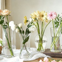 Vase en verre transparent en forme de taille, style moderne, pour table et culture hydroponique