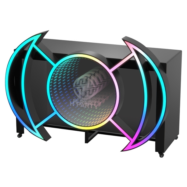 RICHSHINING Professional Portable DJ Booth Foldable Design for Nightclub Event Mobile Table Facade with Lighting Display System