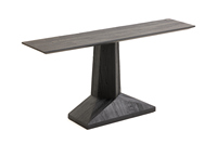 Console de style Japandi Wabi-sabi en olivier recyclé, table de console de luxe noire sur piétement, grande table de rangement design pour la maison