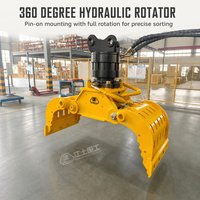 Grappin de tri rotatif hydraulique pour excavatrice, rotateur à 360 degrés, bords de criblage résistants à l'usure pour la démolition, les ferraille et les déchets
