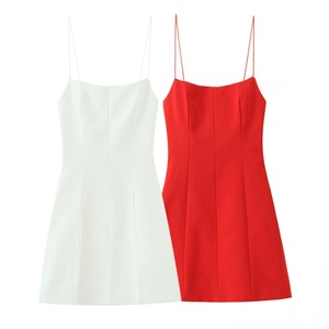 ZA 2026 Summer Casual Woven Big Bow on the Back European & American Style Round Neck <b>Spaghetti</b> <b>Straps</b> Natural Waist Mini Dress - Product Image 1