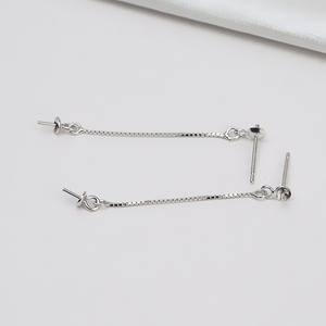 Boucles d'oreilles sirène queue de poisson en argent S925 avec 10-14 perles, accessoires tendance DIY, plateau vide 2062 Catégorie de produit - Product Image 3