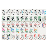 Set Mahjong Bertema Panda Kartun, Ubin Akrilik Putih Modern dengan Bunga Bambu dan Joker, Ubin Permainan Portabel Berukir