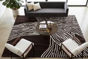 Hand Tufted Zebra Print Area <b>Rug</b> – Black & <b>White</b> Abstract Animal Pattern Modern Designer Carpet - Product Image 2