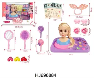 Bebek saç şekillendirici kafa makyaj seti oyuncak çocuk oyna Pretend oyuncak plastik yarım vücut bebek