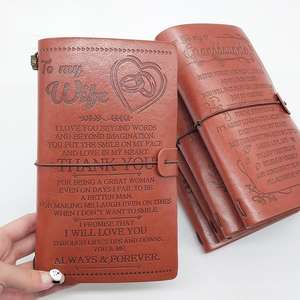 Carnet de notes A6 en cuir vintage avec logo personnalisé, couture en cuir de qualité supérieure, cadeau pour maman, fils, fille, papa - Product Image 1