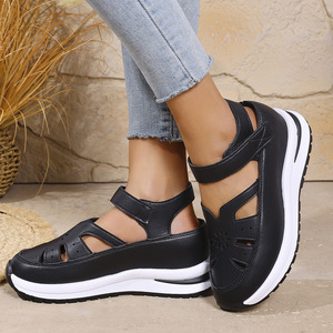 Women Summer <b>Wedge</b> <b>Sandals</b> New Thick Sole Closed-Toe <b>Sandals</b> Hollow Breathable <b>Platform</b> - Product Image 4