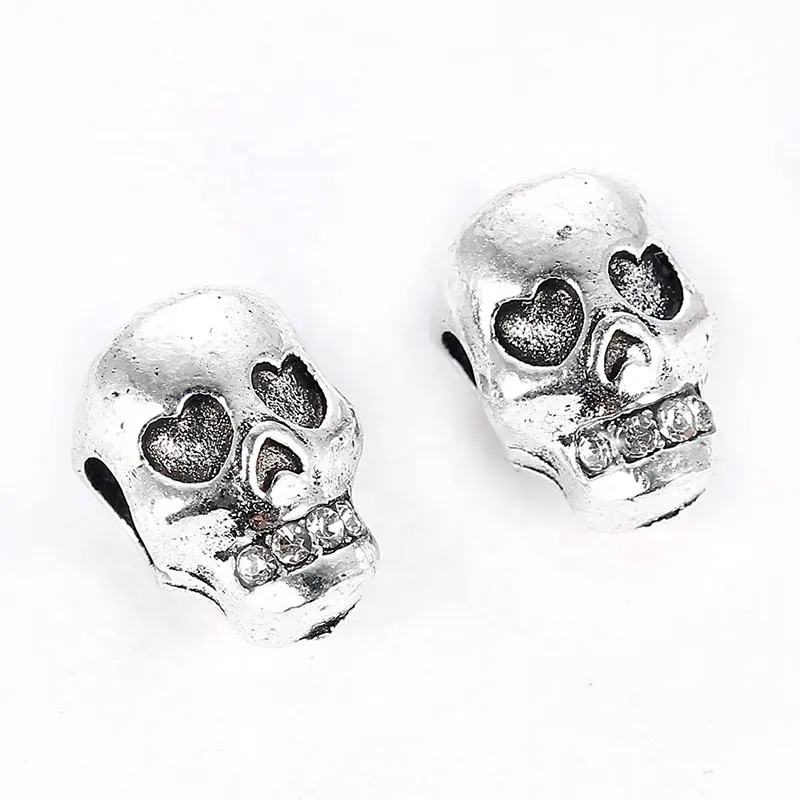 Venta al por mayor de la joyería de Metal antiguo de aleación de 3D cráneo encantos espaciador perlas hecho a mano DIY hecho a mano collar de pulsera Accesorios