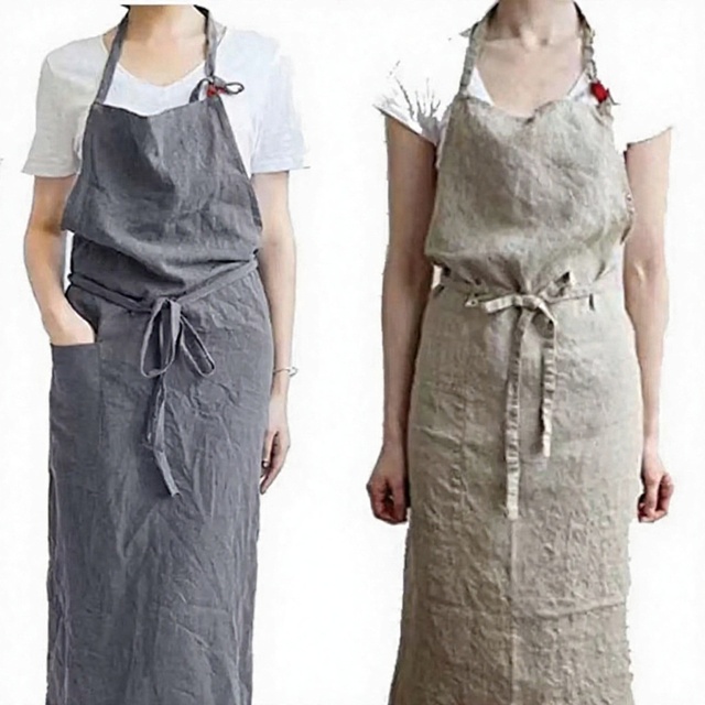 Bestselling Japanese-style Cotton and Linen Apron, Fashionable Tie-back Design for Home Kitchen, Artistic Work Apron